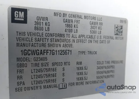 2016 Chevrolet Express 2500 Work Van from USA, damaged, VIN 1GCWGAFF7G1125671